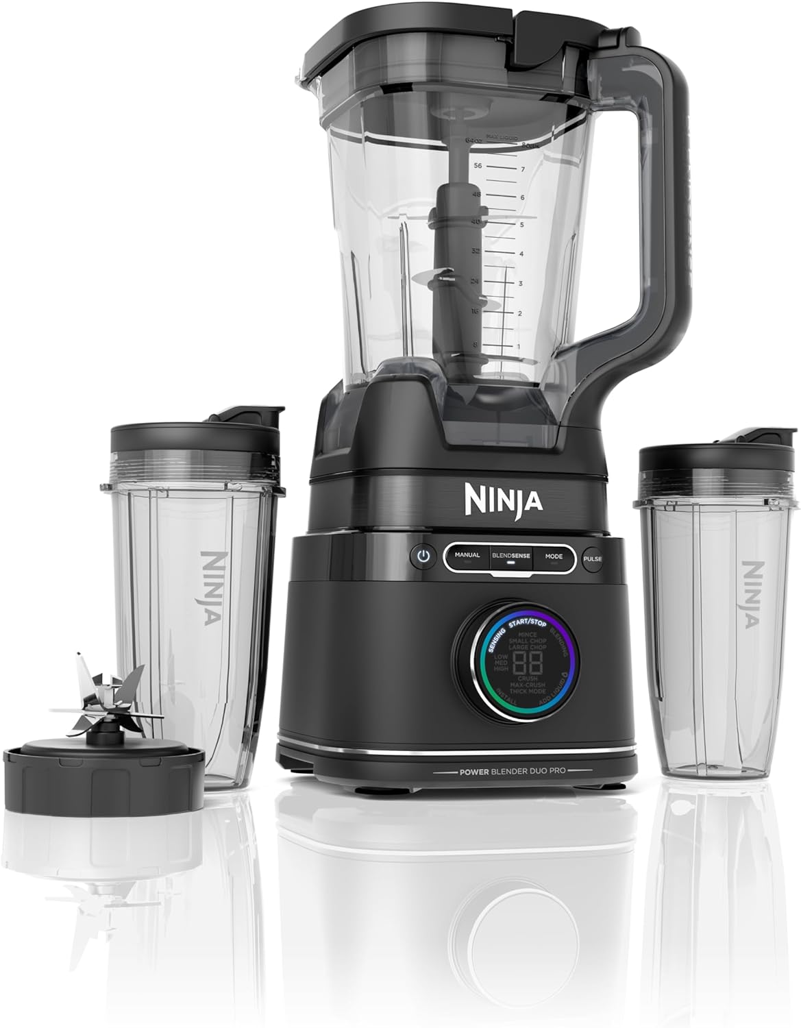 Ninja TB401 Detect Kitchen System Power Blender   Processor Pro, BlendSense Technology, Blender, Chopping & Smoothies, 1800 Peak Watts, 72 oz. Pitcher, 64 oz. Food Processor, 24 oz. To-Go Cup, Black