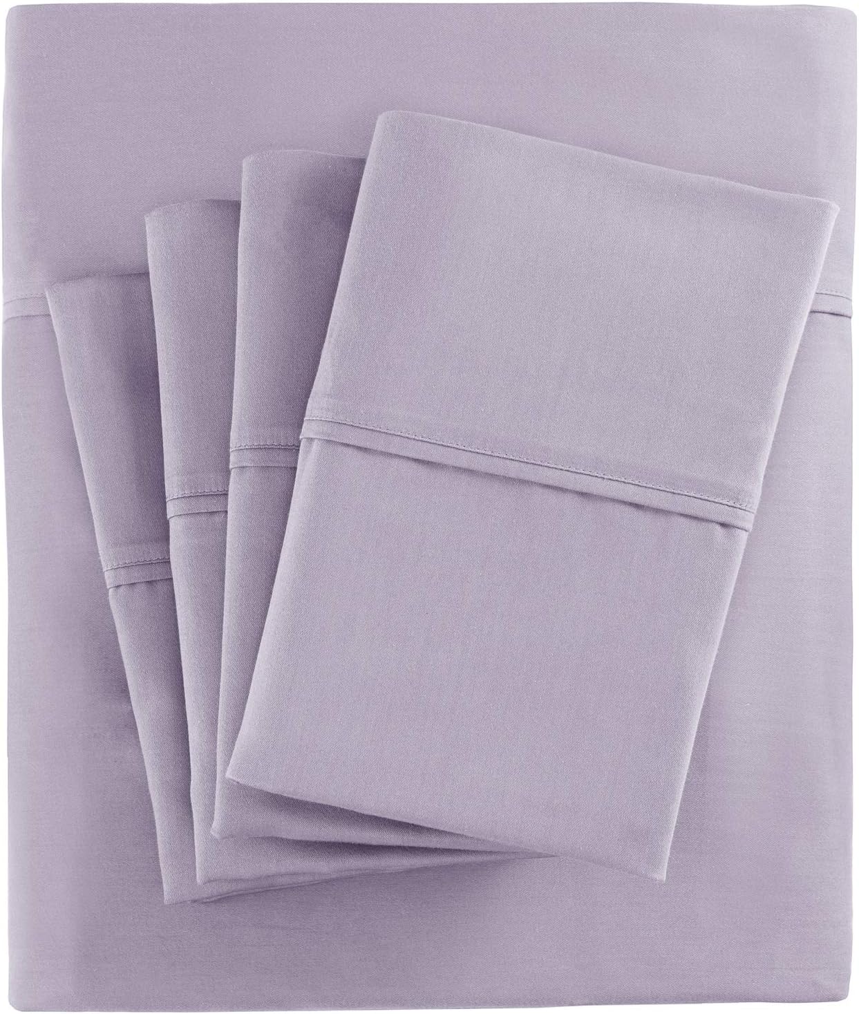 Madison Park 800 Thread Count Cotton Blend Sateen Wrinkle Resistant Hotel Luxury Fade Resistant Ultra Soft And Silky Bed Sheet Set Bedding, Queen Size, Purple, 6 Piece