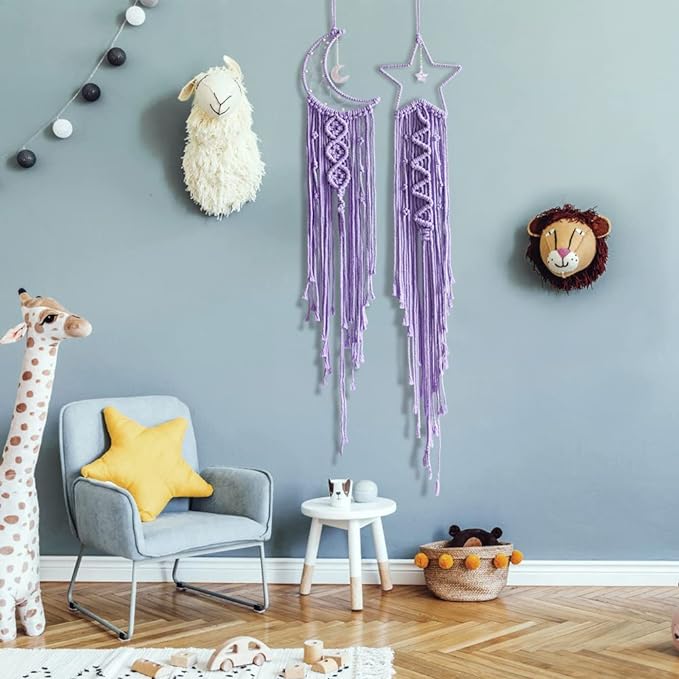 Purple Decor Women Gift Moon Dream Catcher, for Women Purple Room Decor Star Moon Dreamcatcher Room Wall Art Boho Dream Catcher,Bedroom Decor Wall Decor,Gifts for Mother,Grandma