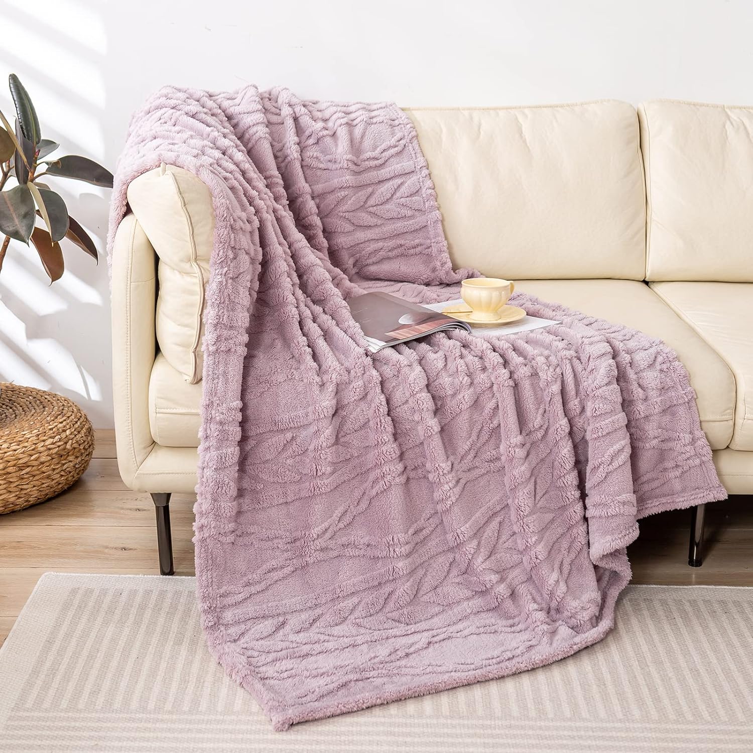 YUSOKI Sherpa Throw Blanket-3D Stylish Design Super Soft Fuzzy Cozy Warm Blanket Thick Plush Fluffy Furry Blankets for Teen Girls Women Couch Bed Sofa Chair Men Boys Gift(Rose Pink,50"x65")