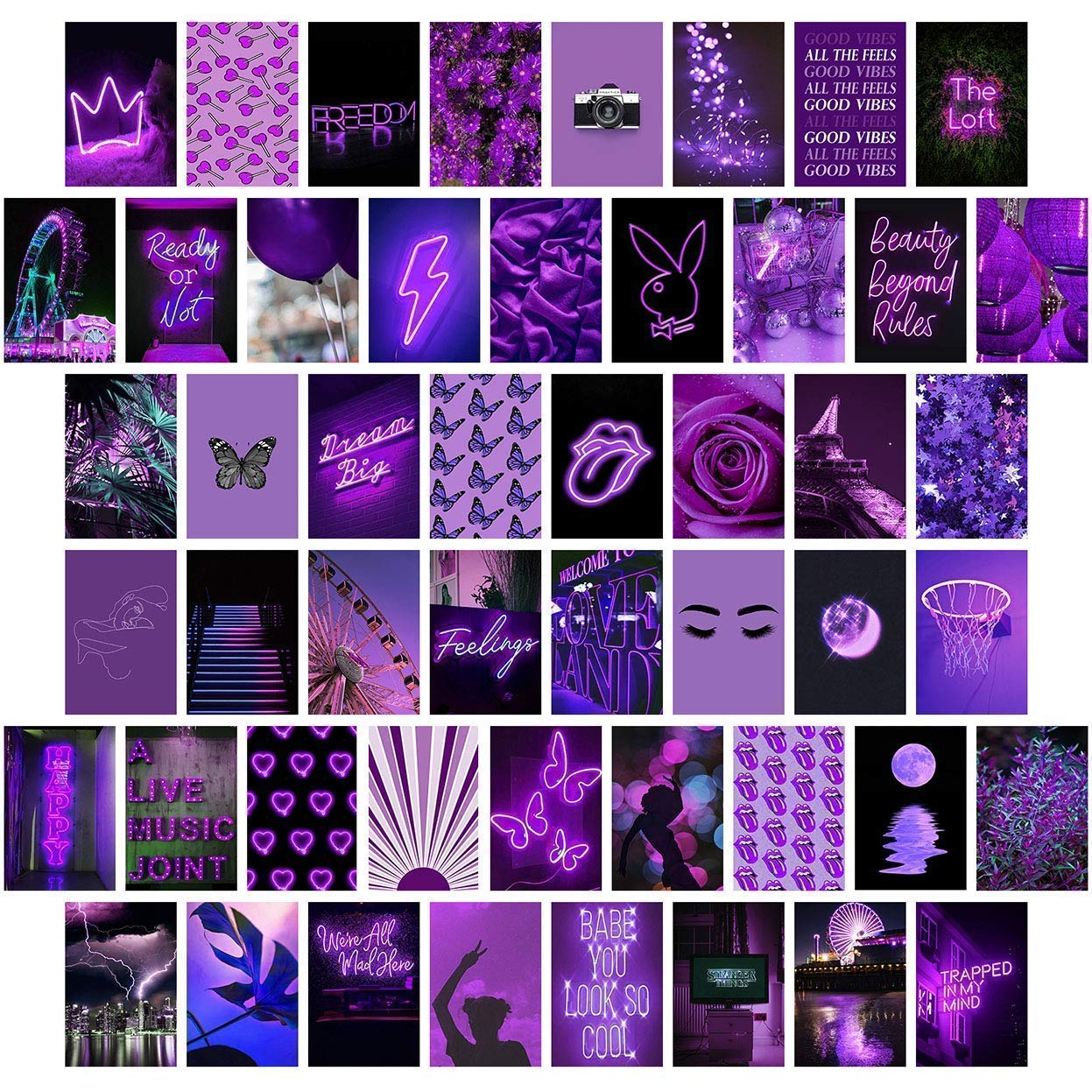 ZJNB Purple Wall Collage Kit Aesthetic Pictures, Bedroom Decor for Teen Girls, Wall Collage Kit, Collage Kit for Wall Aesthetic, VSCO Girls Bedroom Decor, Aesthetic Posters, Collage Kit