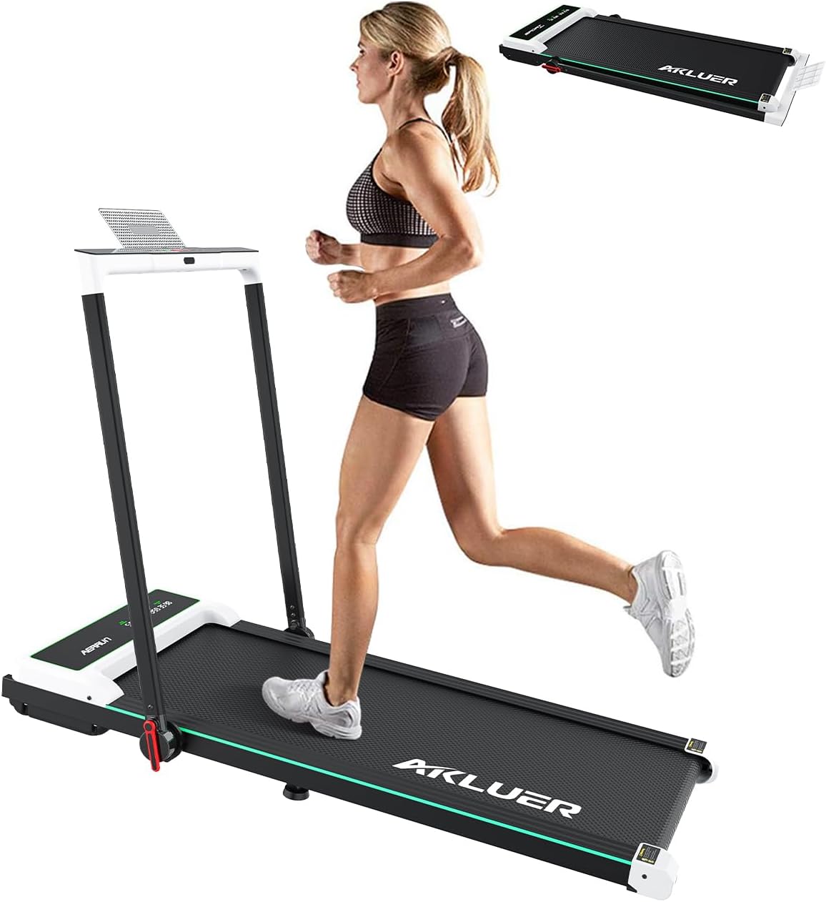 Walking Pad, AKLUER 2.25 HP Under Desk Mini Treadmill with 265 Weight Capacity, Portable Walking Treadmill with IR Remote for Home, Office, Apartment, Light Weight Electric Walking Jogging Machine