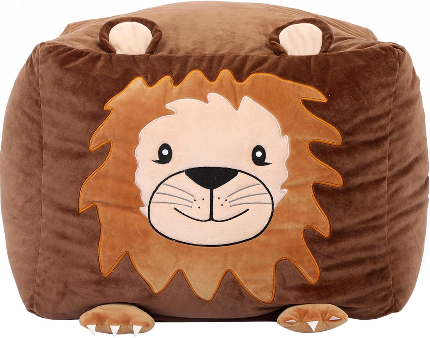 Cool Lion Bean Bag Chairs for Boys Room Decor, Stuffable Zipper Beanbag for Organizing Children Plush Toys, Extra Large Size, Velvet Super Soft Cover Only