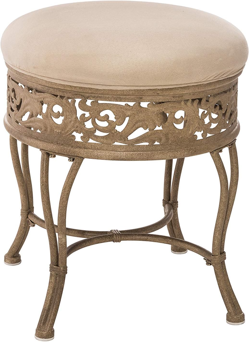  Hillsdale Villa III Upholstered Backless Vanity Stool, Antique Beige 