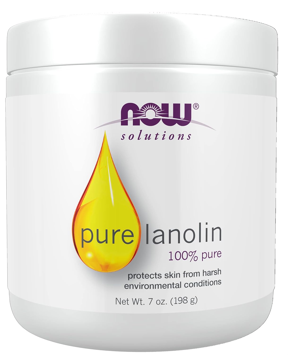 NOW Solutions, Pure Lanolin, Wind and Harsh Environment Skin Protectant, Thick Jelly, For Rough Dry Skin, 7-Ounce