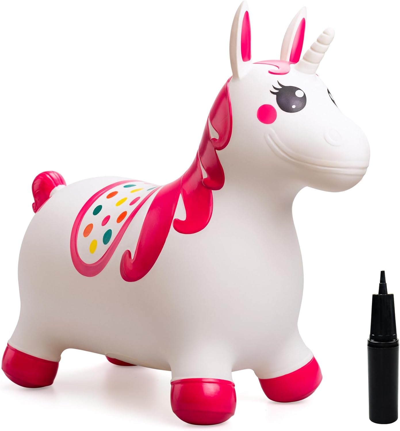 ZOOJOY Unicorn Bouncy Horses, Inflatable Bouncing Animal Hopper for Toddlers Girls, Outdoor Indoor Ride on Hopping Toys Gifts for 18 Months, 2 3 4 5 6 Year Old Kid (Spotted Style)