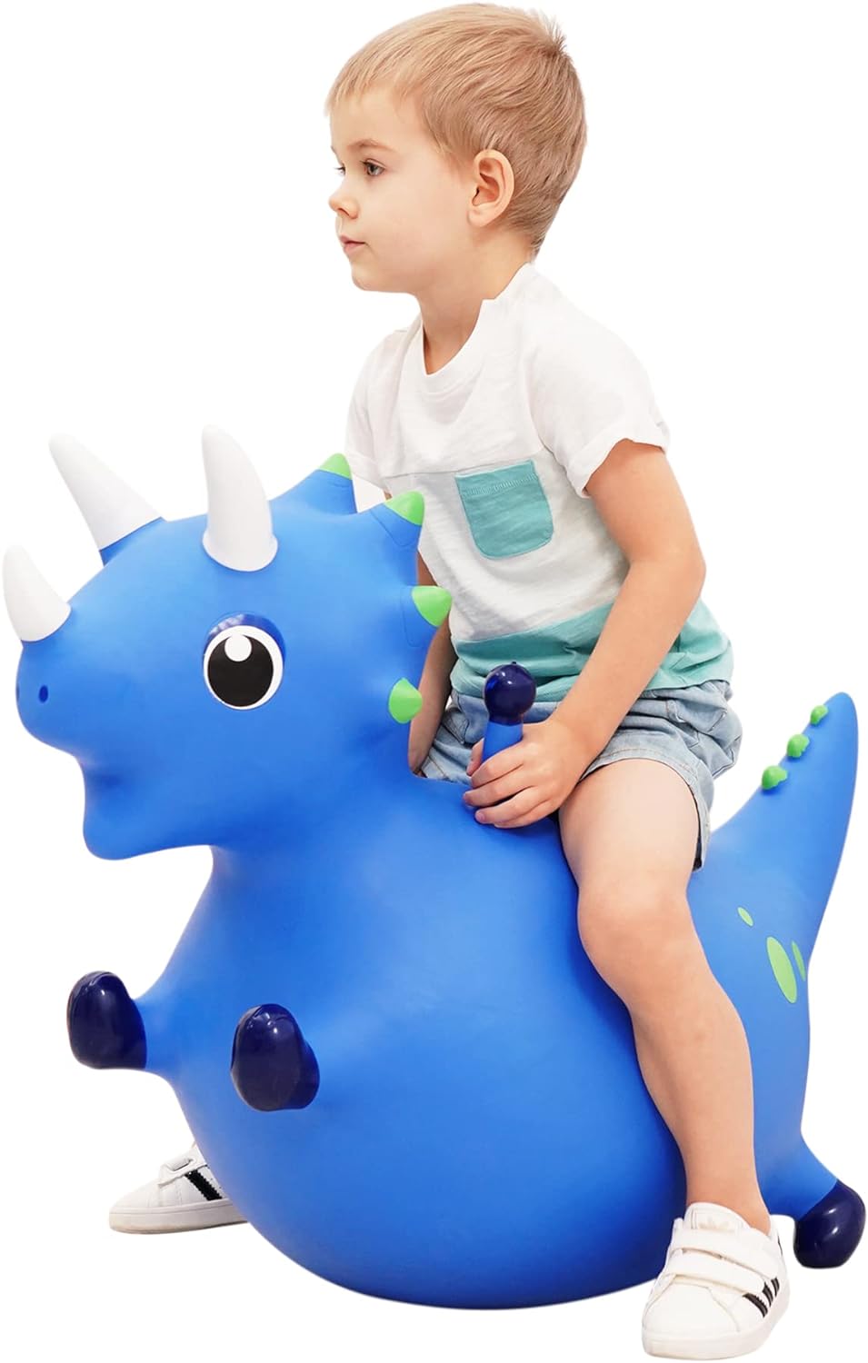 ZOOJOY Bouncy Dinosaur Hopper, Inflatable Dino Bouncing Animal for Toddlers, Indoor Outdoor Ride On Bouncing Horse W/Pump, Hopping Toys Gift for 4 5 6 7 8 Year Old Boy GirlNavy Blue