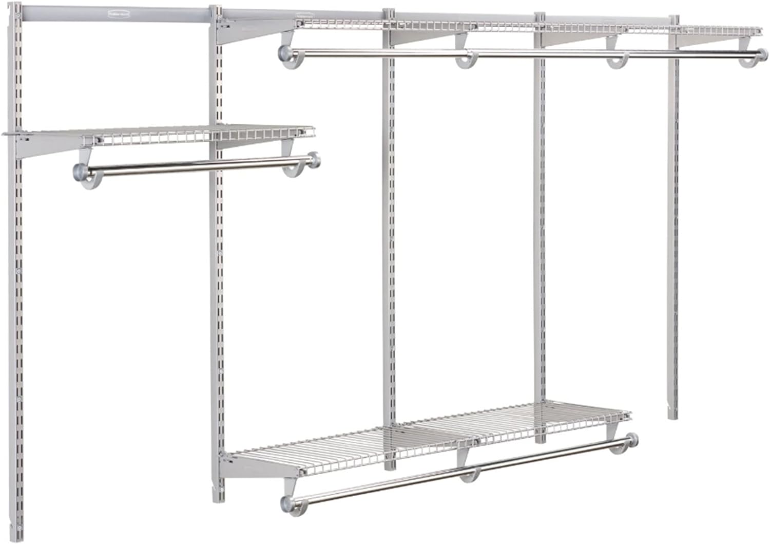 Rubbermaid Configurations Classic Closet Kit, Titanium, 4-8 Ft., Wire Shelving Kit with Expandable Shelving and Telescoping Rods, Custom Closet Organization System, Easy Installation