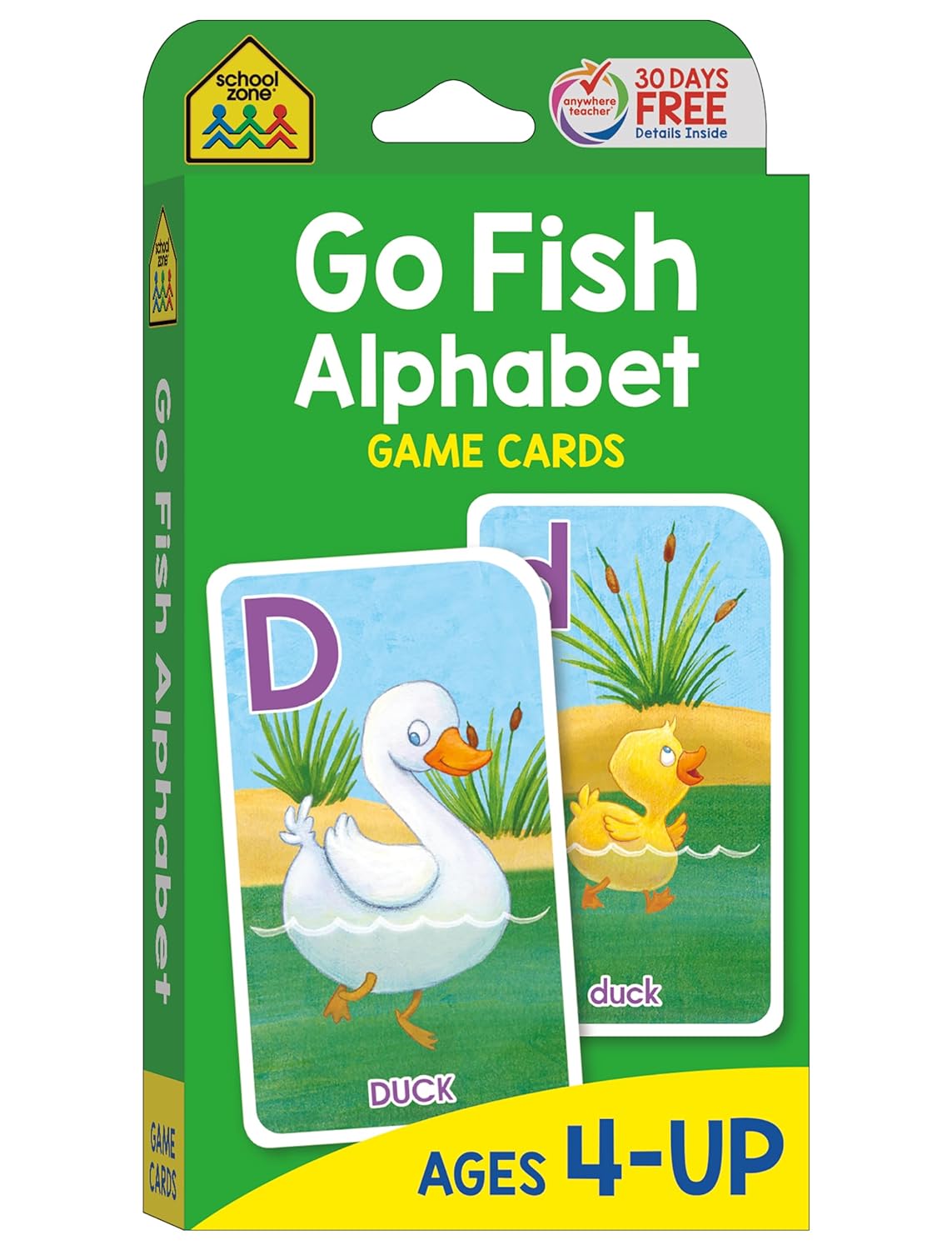 School Zone Go Fish Card Game: Play and Learn the ABCs, Preschool to First Grade, Matching, Uppercase and Lowercase Letters, Word-Picture Recognition, Animals, and More, Ages 4 