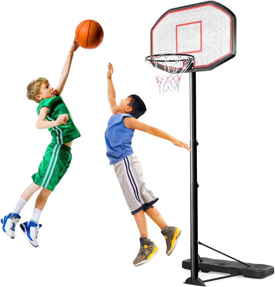 aokung Family Portable Basketball Hoop & Goals with 43 Impact Backboard Basketball System Height Adjustable 6.5ft - 10ft for Youth and Adults Indoor Outdoor