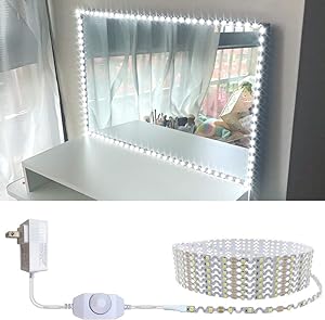 These LED lights made my makeup mirror look so professional. I can't say enough how easy it was to install and I love the dimmer feature. Once I had everything in place I called my electrician husband in the room and he was even impressed, and he' very particular when it comes to lighting.