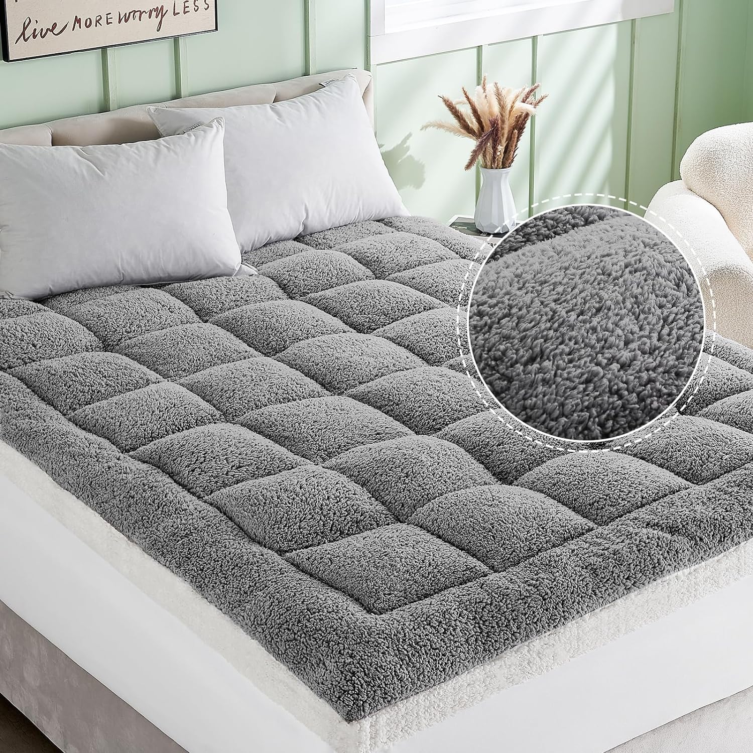 I had a similar one for my twin bed but I upgraded to a full and needed one to fit. This one is beyond soft and goes all the way to the edges of the mattress. It has a backing and some foam in between, the sides are generous and fit deep mattresses. With the flannel sheets on for winter it feels plushy and super soft, no chilly cold mattress to greet you at bedtime. This one is even better than the original !