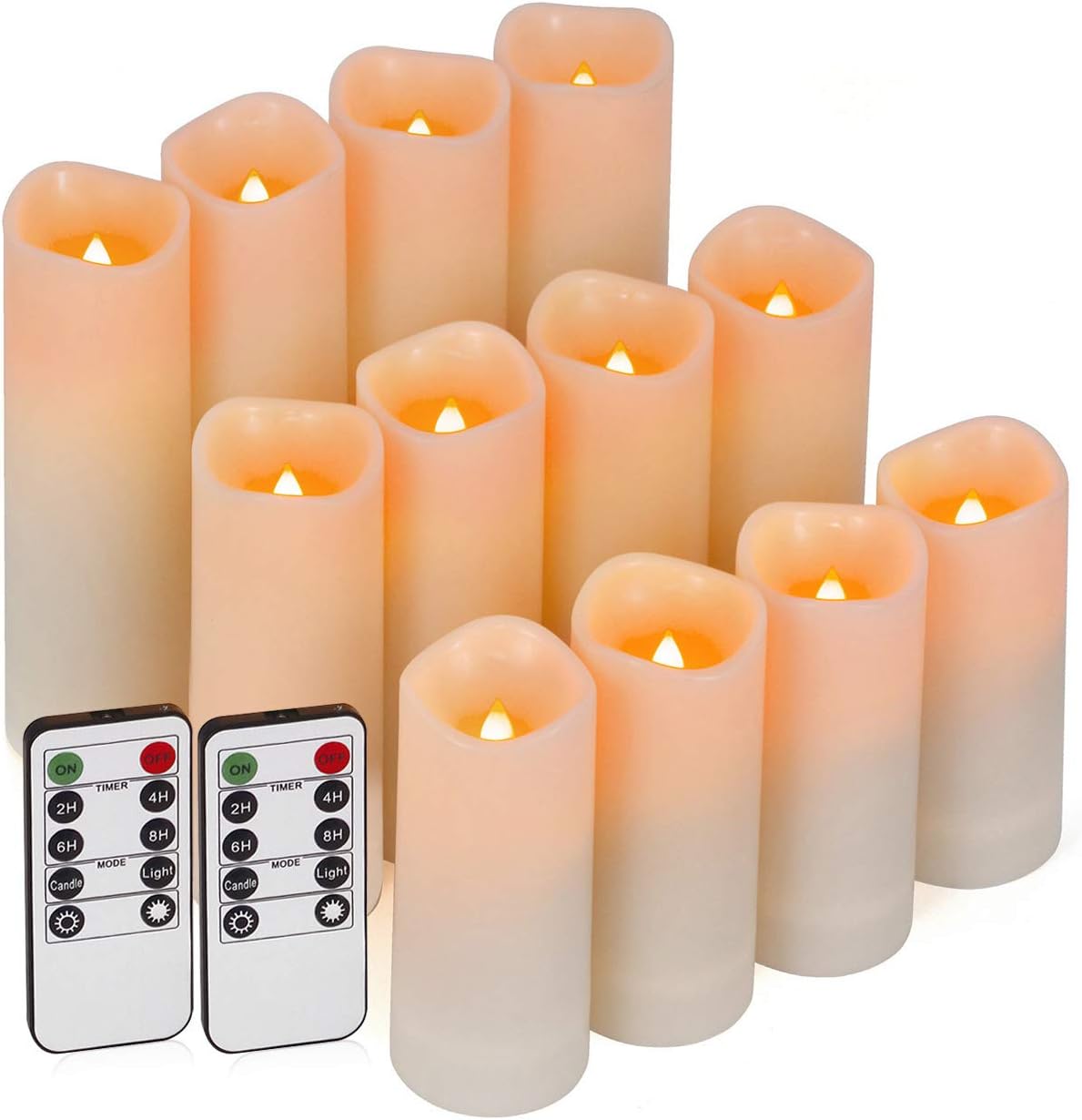 Enido Flameless Waterproof Led Candles, Battery Operated with 10-Key Remotes and Cycling 24 Hours Timer For Outdoor, Indoor, Wedding Dcor, Exquisite Pack of 12