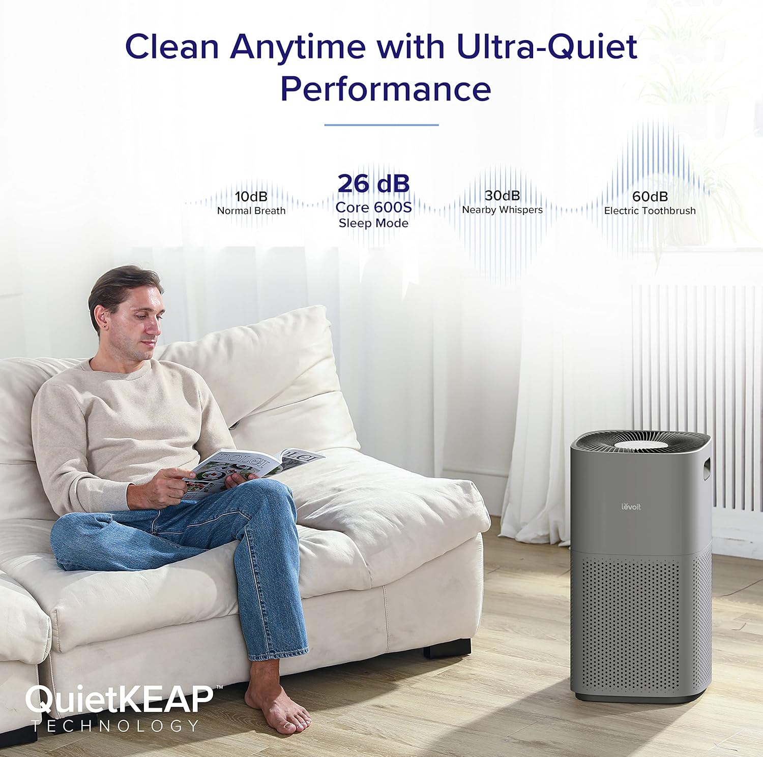 LEVOIT Air Purifiers for Home Large Room, Covers Up to 3175 Sq. Ft, Smart WiFi and PM2.5 Monitor, 3-in-1 Filter Captures Particles, Smoke, Pet Allergies, Dust, Pollen, Alexa Control, Core 600S, Gray