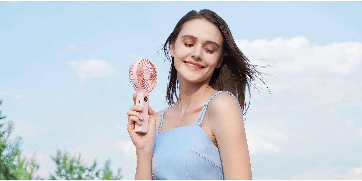 SWEETFULL Handheld Fan,5000mAh Portable Fan Mini fan Small Personal Fan with Backup Power,Desk Fan Rechargeable Battery Operated Cooling Electric Fan for Women Girl Travel Office Outdoor