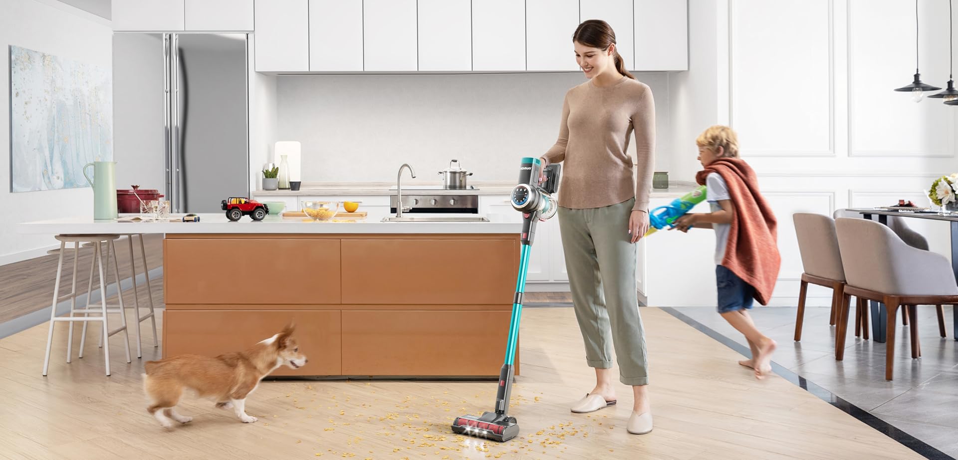 Cordless Vacuum Cleaner, 500W/40Kpa Stick Vacuum with Self-Standing, Max 60 Mins Runtime, Vacuum Cleaner for Home with LED Screen, Upgraded Floor Brush for Carpet/Pet Hair/Hardwood Floor