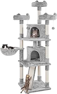 This unit was easy to put together. The tool is provided but it was easier to use an electric screwdriver for some parts. The lofted seats are soft and cushy. The sisal rope on all posts are nice. My cats enjoy the 2 caves also.