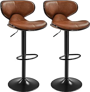 The bar stools are very attractive in my kitchen and comfortable as well. I initially had a problem with the hydraulic on one of the stools, but a replacement mechanism was shipped to me within days of my reporting the issue so the problem was resolved. Very happy with the customer service response. The material covering the stools is composed of 