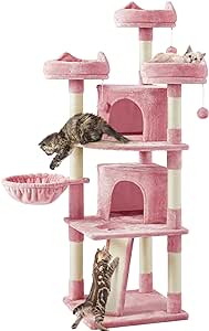 This unit was easy to put together. The tool is provided but it was easier to use an electric screwdriver for some parts. The lofted seats are soft and cushy. The sisal rope on all posts are nice. My cats enjoy the 2 caves also.