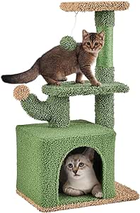 Yaheetech Cactus Cat Tree, 29in Cat Tower for Indoor Cats, Cat Condo with Perch & Scratching Post & Dangling Ball, Cat Activity Center Play House, Cat Climbing Tower for Kittens