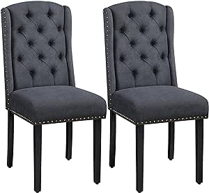 I was nervous about ordering dining chairs on Amazon. The chairs were packaged very well with fast delivery. The chairs were easy to put together. All the necessary tools were included in the box. I ordered 4 chairs that took me about 30-45 minutes to add the legs. I did know how well they would work with my 20  dining room table but they are perfect. The chairs are quality-made, classy & sophisticated, the legs are solid wood, as well as the chair' frame, and the cushion is very firm. I am tot