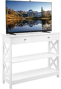 Yaheetech TV Stand, Entertainment Center with Drawer, 39.5" Media Console Table for TV with 2 Open Shelves for Bedroom, Living Room, Entryway, White