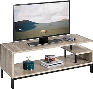 Yaheetech Industrial TV Stand for TVs up to 55 Inch, Small Entertainment Center Gray TV Table for 55 inch TV, Media Console Table with Storage Shelf for Living Room & Bedroom