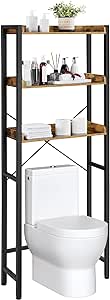 Yaheetech Over the Toilet Storage Rack, 3-Tier Bathroom Organizer Shelf Over Toilet, Freestanding Bathroom Space-Saving Cabinet with Multi-Functional Shelves for Home, Mudroom and Toilet, Rustic Brown