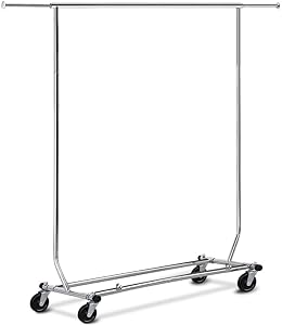 Yaheetech Heavy Duty Adjustable Commercial Grade Garment Rack Rolling Chrome Clothes Rack Hanging Rack with Wheels Retail Display Rack, Silver