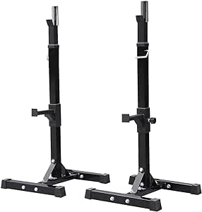 Yaheetech Pair of Adjustable Squat Rack Standard 44-70 Inch Solid Steel Squat Stands Barbell Free-press Bench Home Gym Portable Dumbbell Racks Stands