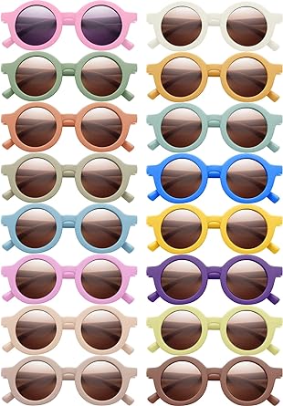 Frienda 16 Pairs Kids Sunglasses Cute Round Sunglasses Toddler Glasses for Kids Boys Girls Beach Outdoor Sports, Age 3-10