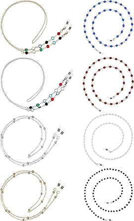 Frienda 8 Pieces Eyeglasses Chains Beaded Sunglasses Strap Holder Elegant Eyewear Retainer Chain, 8 Styles