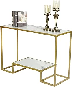 Moncot Console Tableentryway TableWhite Console Tables for Living RoomCouch Table Behind SofaHallway Table for entryway Gold Console Table Modern Marble Sofa Table with Storage Narrow