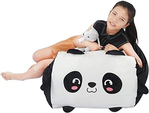 Panda Stuffed Animal Bean Bag Chair Cover Toy Storage Large Size 24x24 Inch Velvet Extra Soft Plush Organization for Kids Toys Blankets Towels Clothes Household Supplies