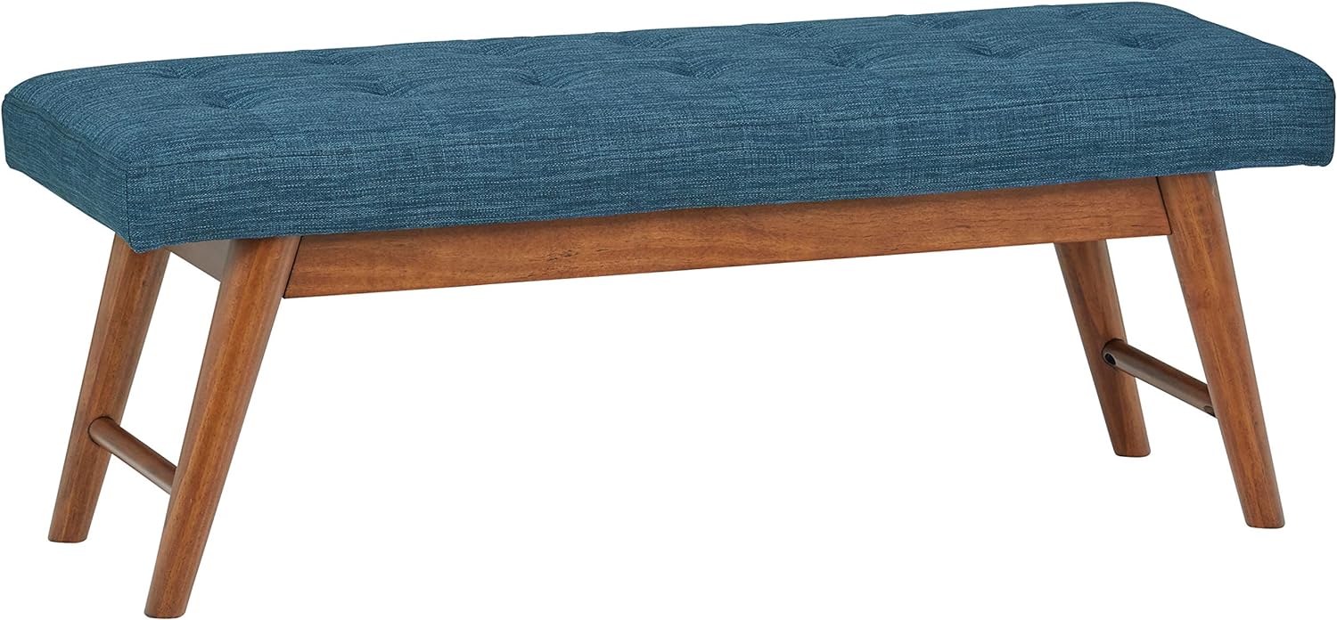 Amazon Brand - Rivet Modern Haraden Upholstered Button-Tufted Bench, Blue, 44 W