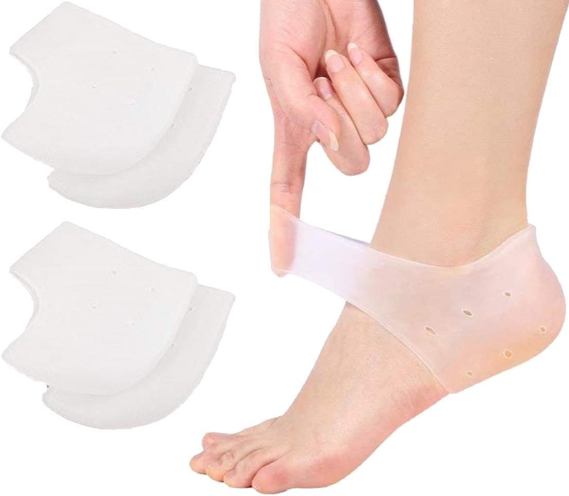 VivoFoot Gel Heel Protectors,Heel Pain and Cracked Heels Relief for Men and Women (2 Pairs)