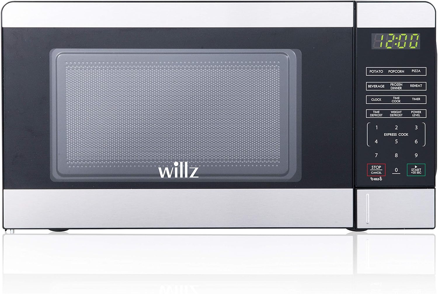 Willz WLCMV207S2-07 Countertop Small Microwave Oven with 6 Preset Cooking Programs Interior Light LED Display, 0.7 Cu.Ft, Stainless Steel