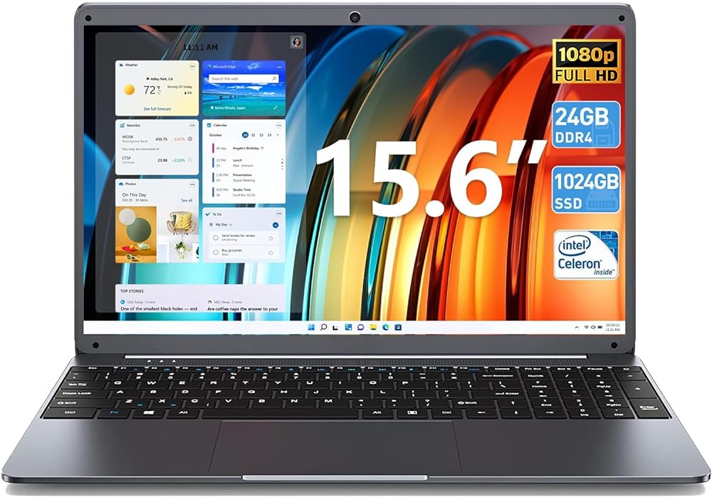 SGIN Laptops, 15.6 Inch Laptop, 12GB DDR4 512GB SSD Laptops Computer with Intel Celeron N5095 Processor(Up to 2.9GHz), FHD 1920x1080 IPS Display, Bluetooth 4.2, Webcam, WiFi