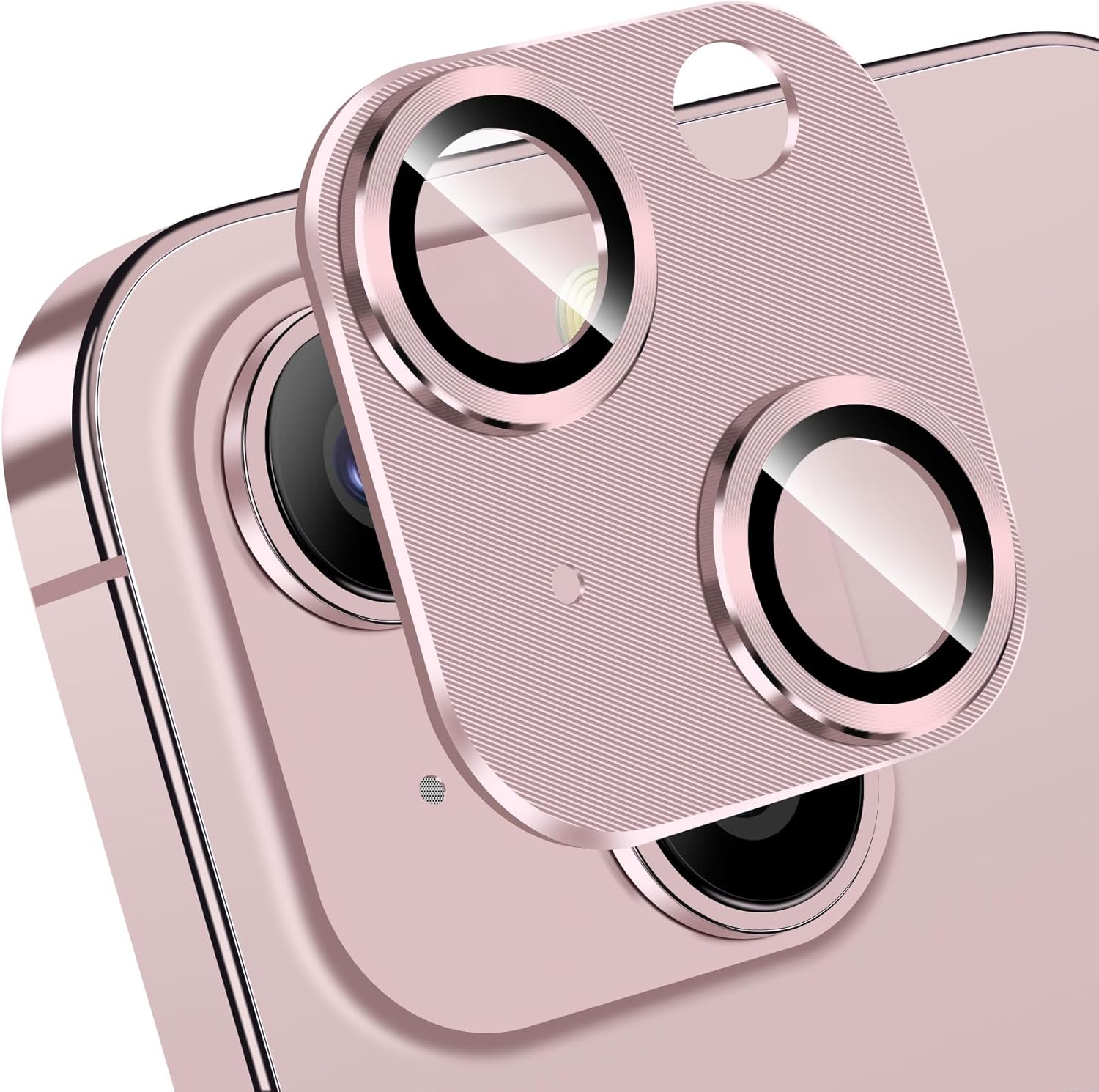 QHOHQ 3 Pack Camera Lens Protector for iPhone 15 6.1 / iPhone 15 Plus 6.7, Zinc Alloy One Piece Camera Cover, [Updated Version], Full Coverage Protection, Ultra HD, Shatterproof - Pink