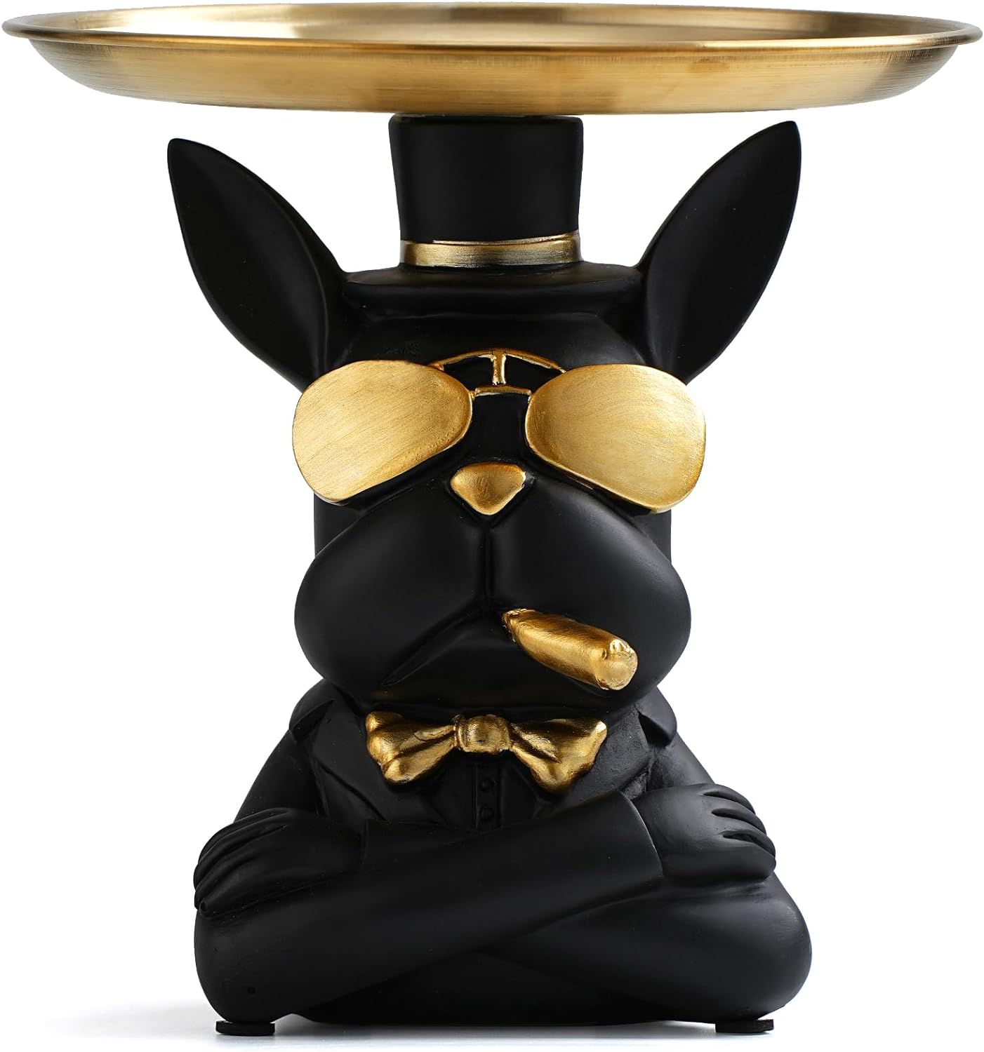 TIMEBUS French Bulldog Statue Storage Tray, Key Bowls for Entry Table, Modern Entryway Desk Decor Key Holder Candy Dish Jewelry Earrings Tray for Office Home Decor - Black