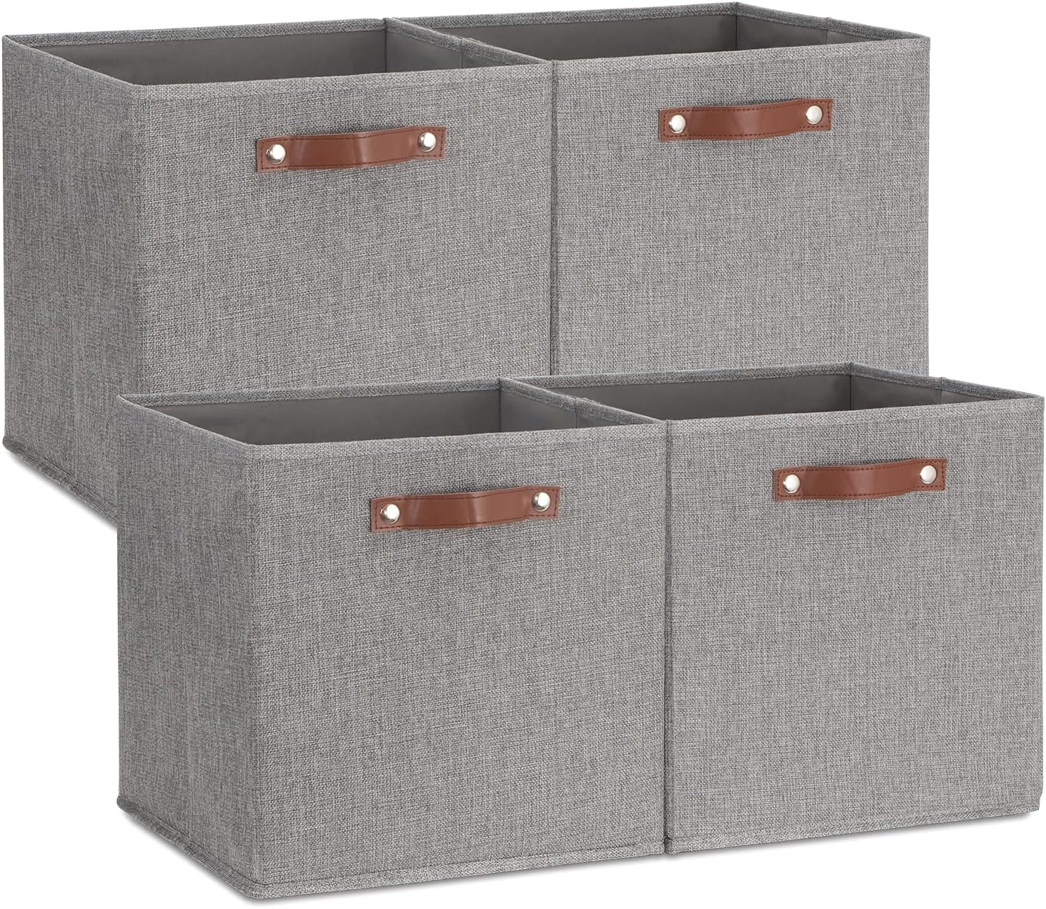Temary Storage Cubes 13 x 13 Storage Boxes with Handles Fabric Cube Storage Bins for Home Office, Storage Baskets for organizing Toy Clothes, Collapsible Closet Organizers (Gray)