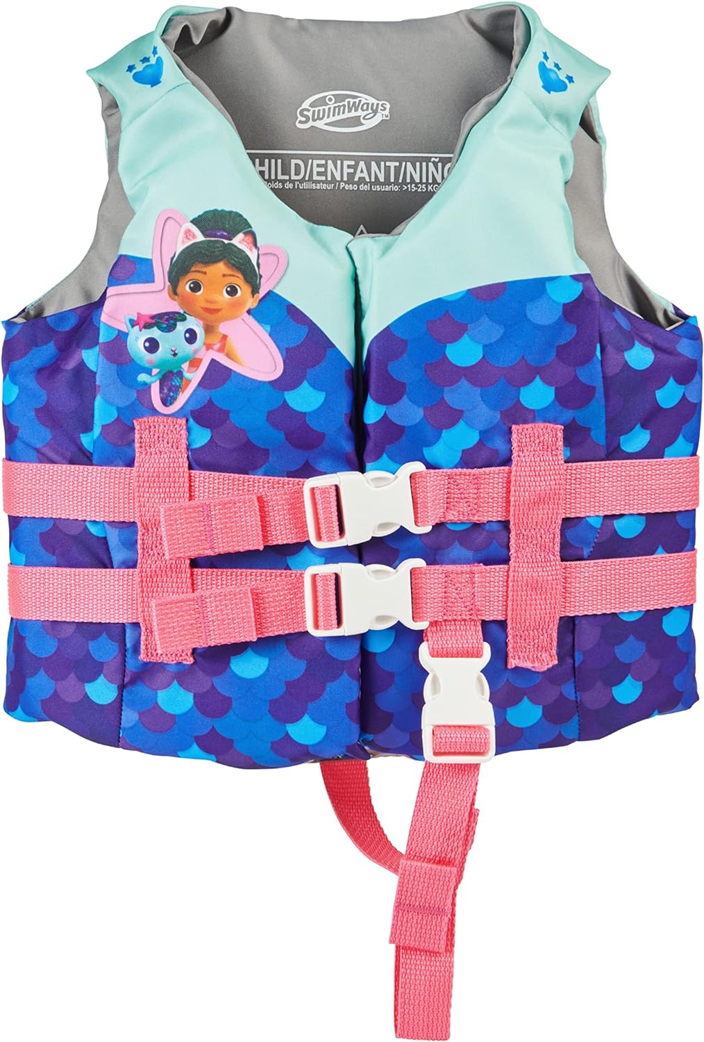 SwimWays Gabby's Dollhouse Swim Trainer Life Jacket, US Coast Guard Approved Life Vest, Pool Floats & Life Jackets for Kids 33-55 lbs, Gabby