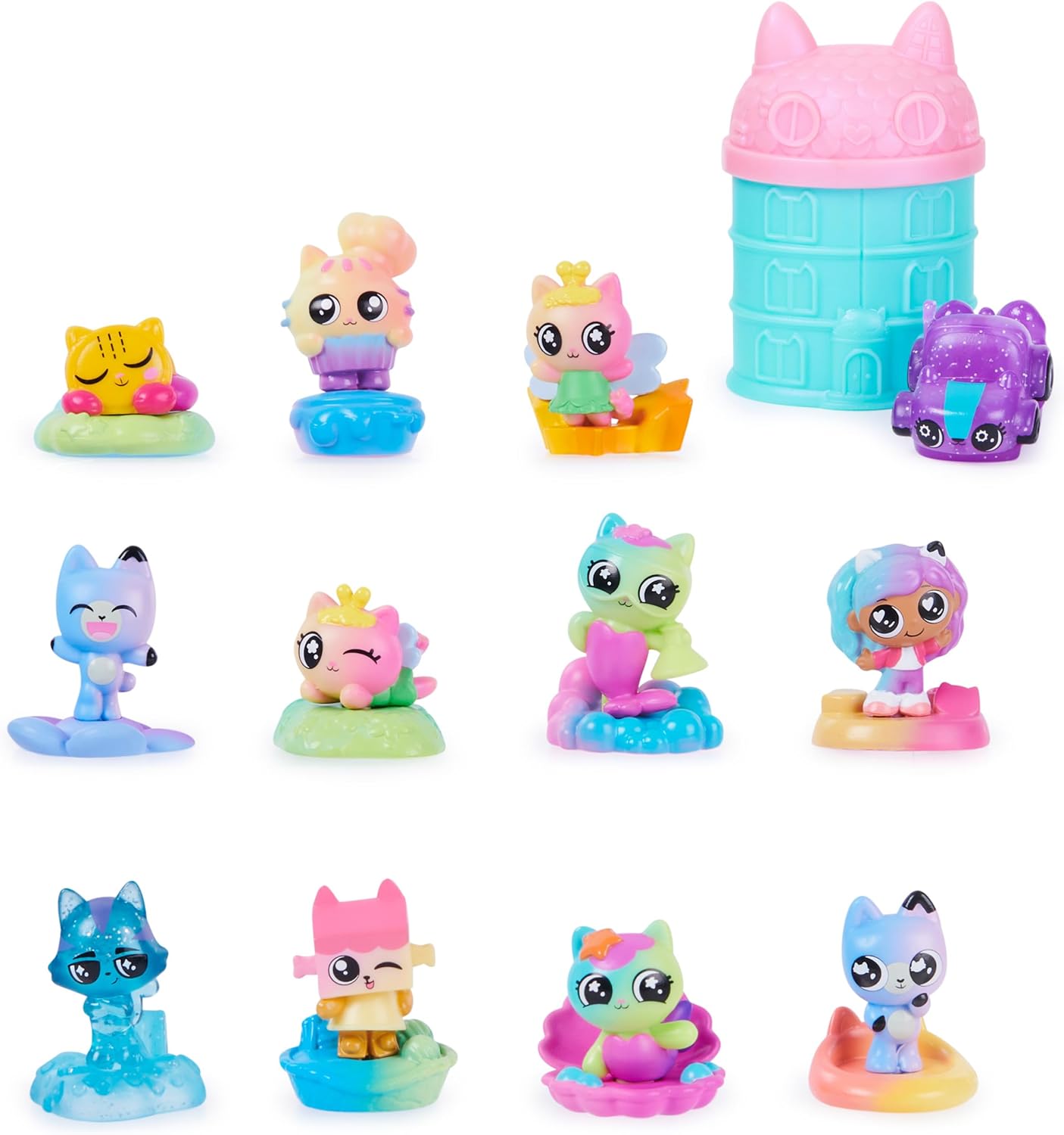 Gabbys Dollhouse, Meow-mazing Mini Figures 12-Pack (Amazon Exclusive) Rainbow -Themed Toy Figures and Playsets Kids Toys for Ages 3 and up