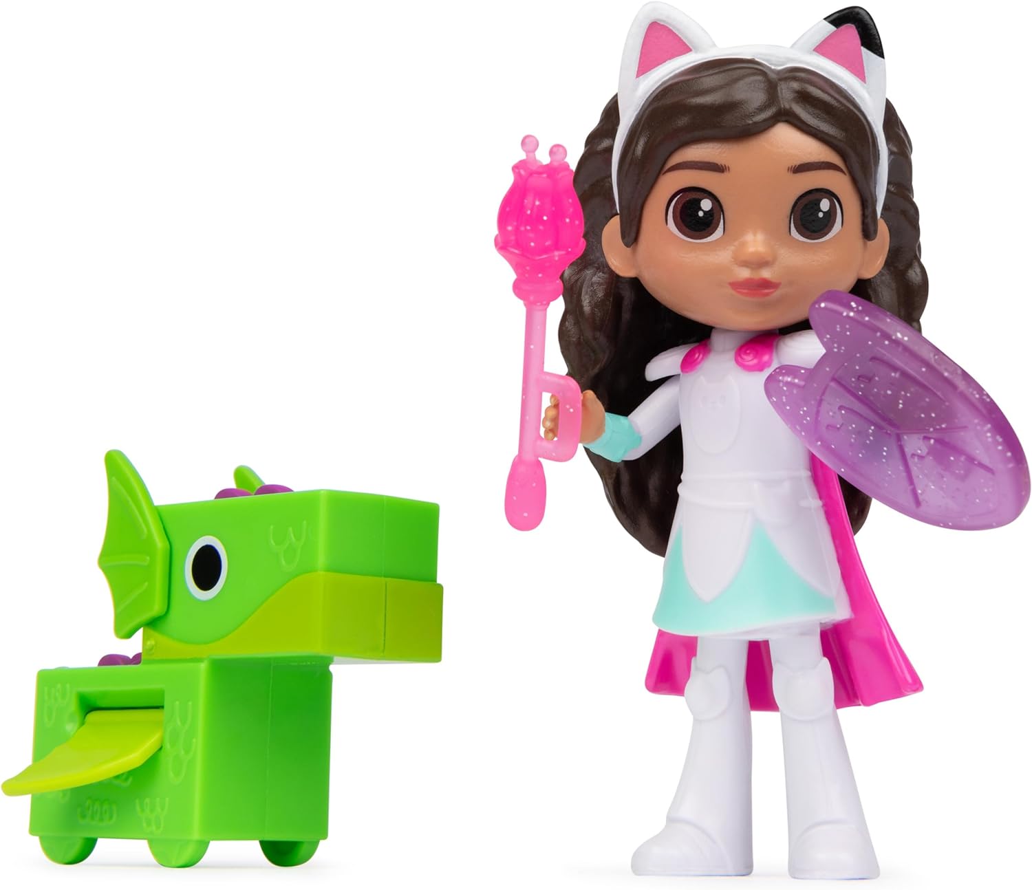 Gabby's Dollhouse, Knight Gabby Toy Figure Set with Surprise Toy and Mini Dragon Pal, Kids Toys for Girls & Boys Ages 3 and Up