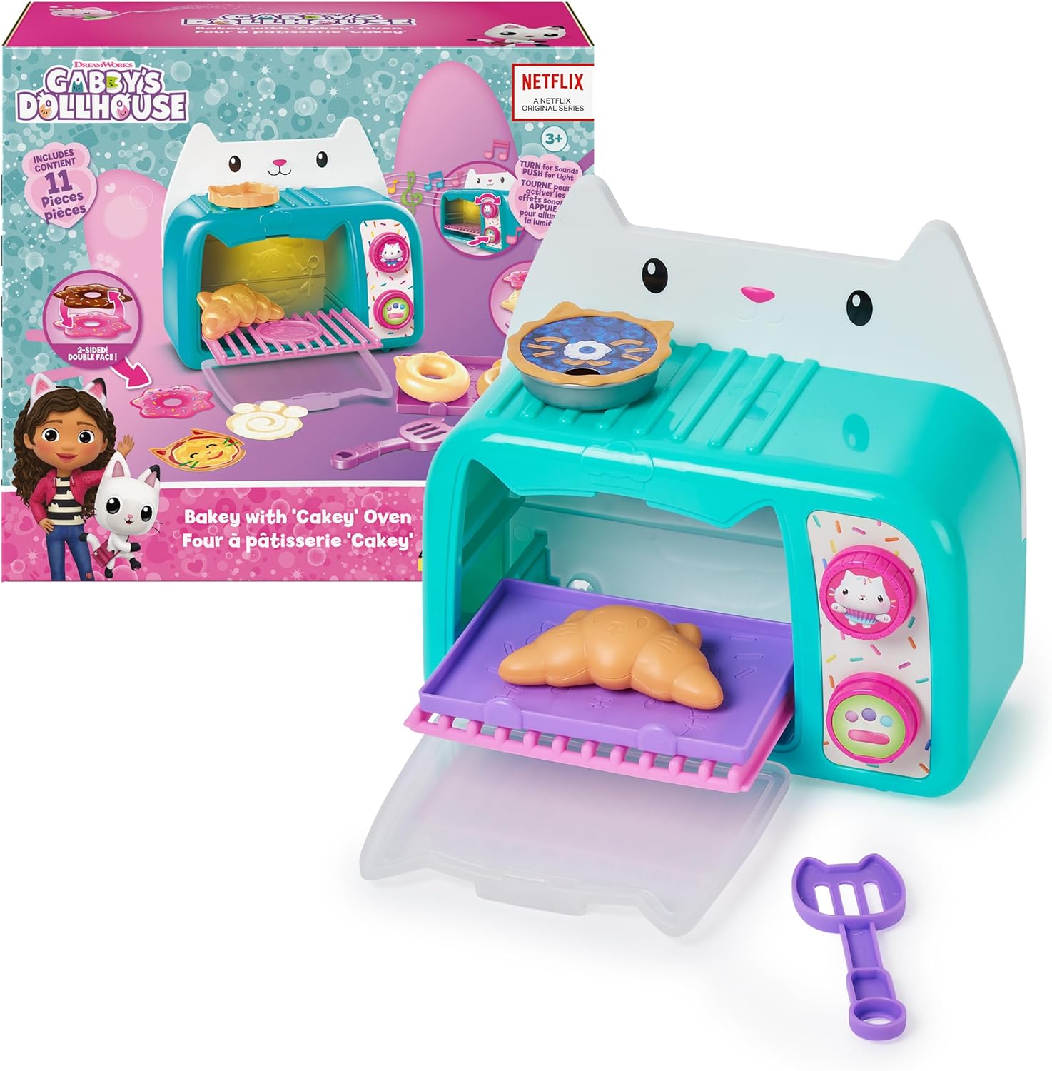 Gabbys Dollhouse, Bakey with Cakey Oven, Kitchen Toy with Lights and Sounds, Toy Kitchen Accessories and Play Food, Kids Toys for Ages 3 and up