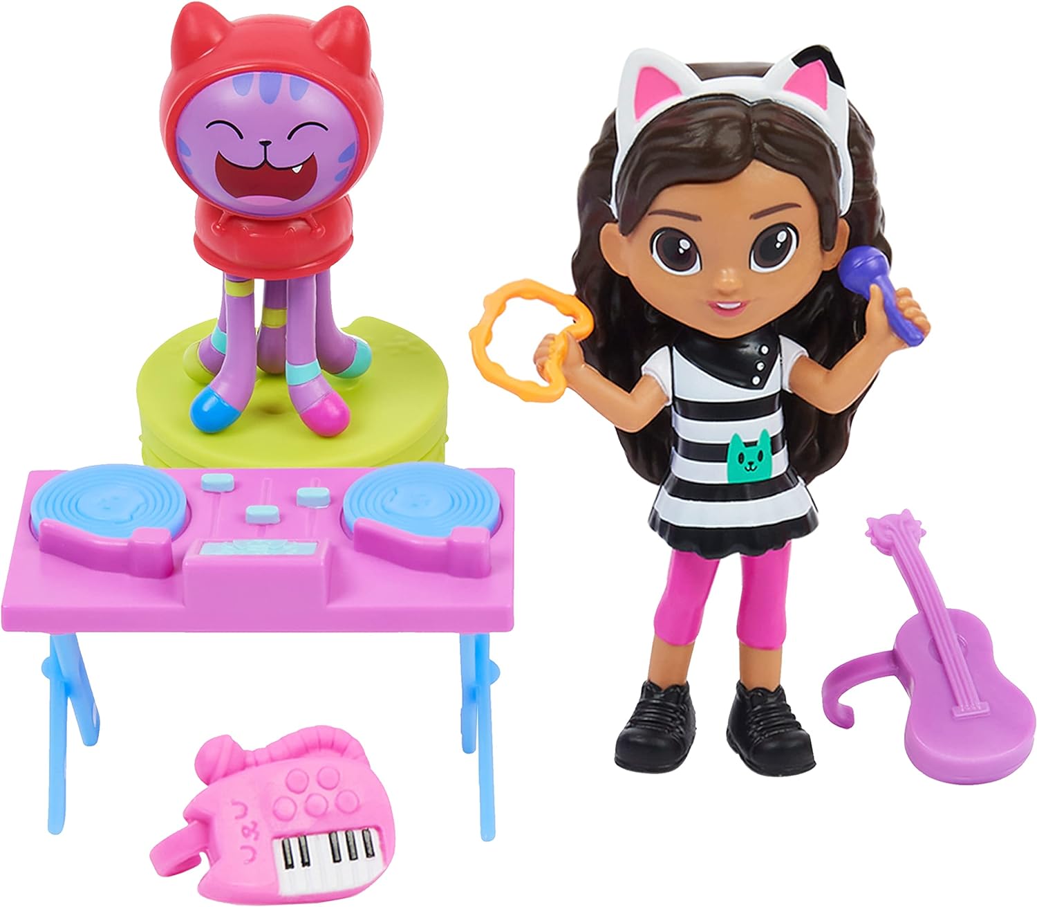 Gabbys Dollhouse, Kitty Karaoke Set with 2 Toy Figures, 2 Accessories, Delivery and Furniture Piece, Kids Toys for Ages 3 and up