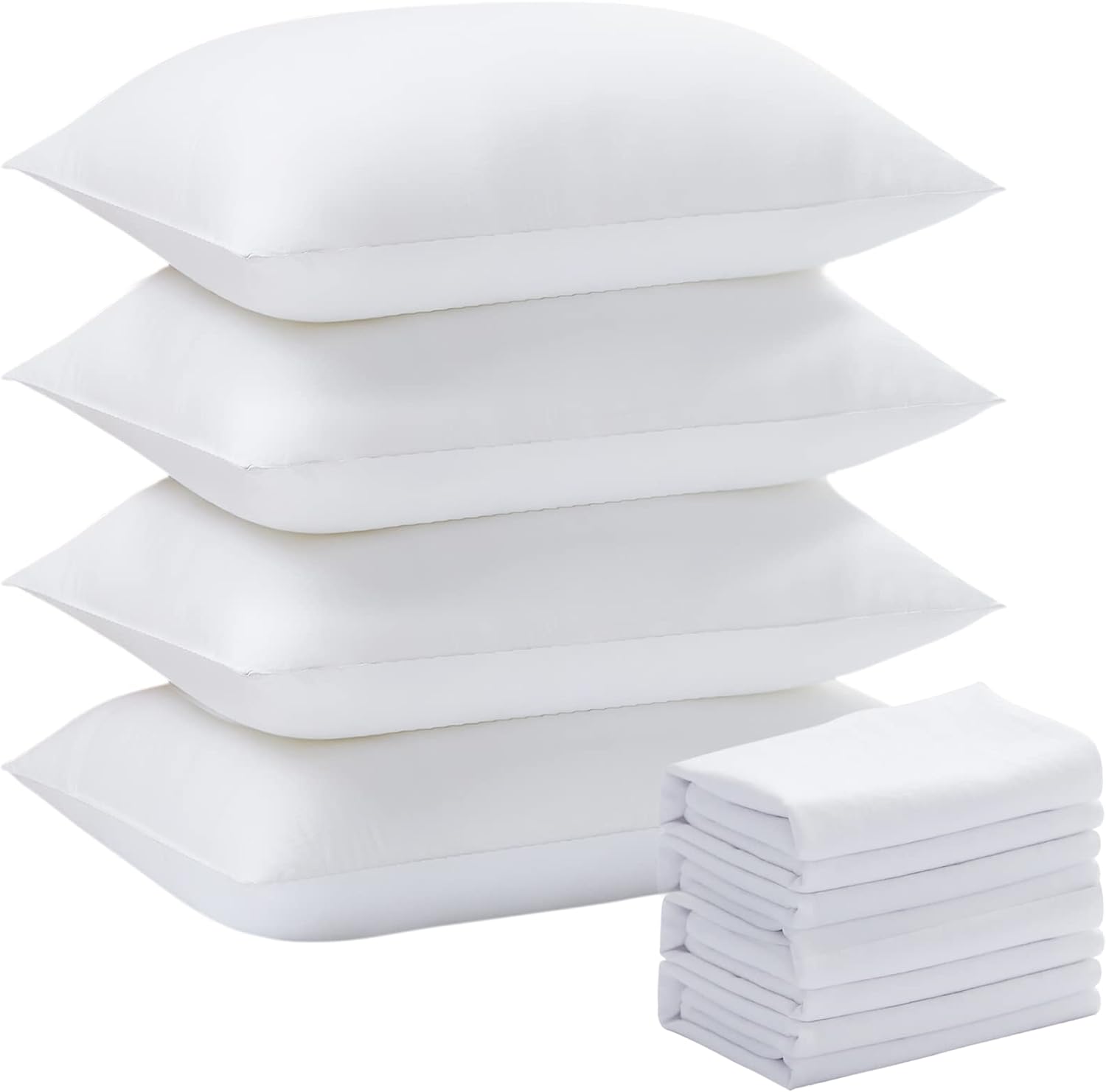 Acanva Cooling Bed Pillows for Sleeping, Premium Microfiber Filling Soft Supportive for Side Back and Stomach Sleepers,with Removable Cover Skin-Friendly, Standard(4 Count), White