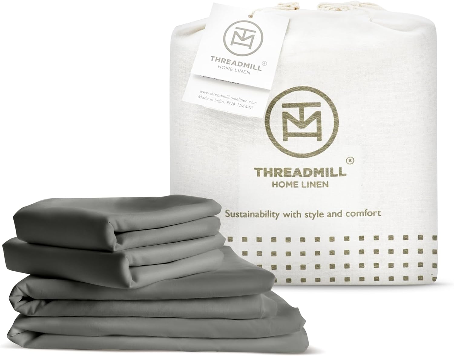 Threadmill Viscose Bamboo King Size Sheets for King Size Bed, 4 Piece Bed Sheet Set Dark Grey - Silky Soft, Lightweight, Breathable -16 Inch Deep Pocket -Moisture Wicking & Cooling Sheets