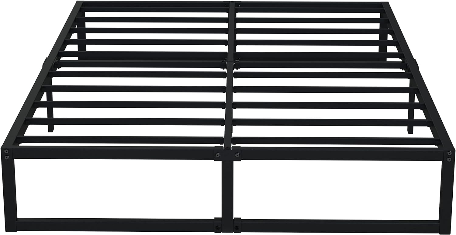 EMODA 12 Inch California King Bed Frames Heavy Duty Metal Cal King Platform with Steel Slats Support, No Box Spring Needed, Noise Free, Black