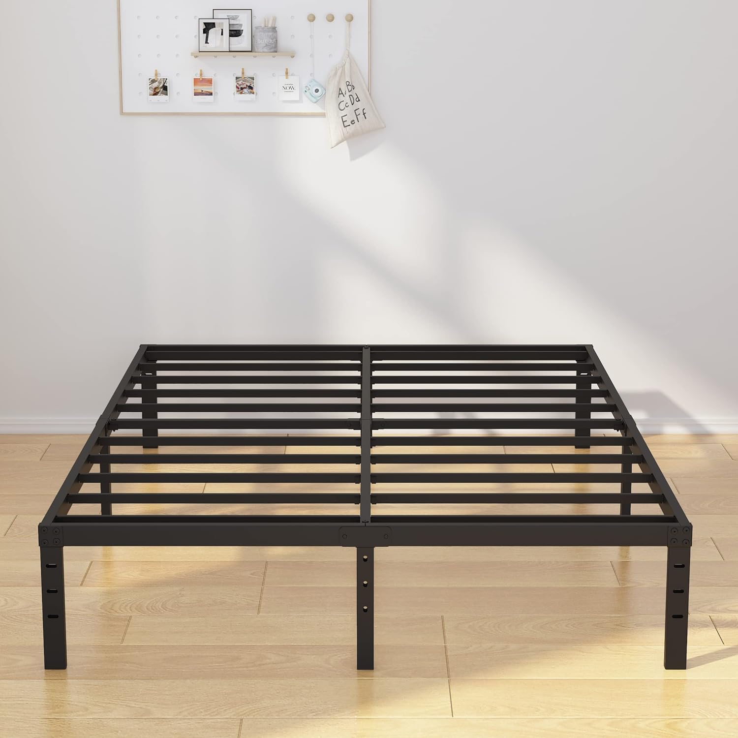 EMODA 14 Inch California King Bed Frames Heavy Duty Metal Cal King Platform with Steel Slats Support, No Box Spring Needed, Noise Free, Black